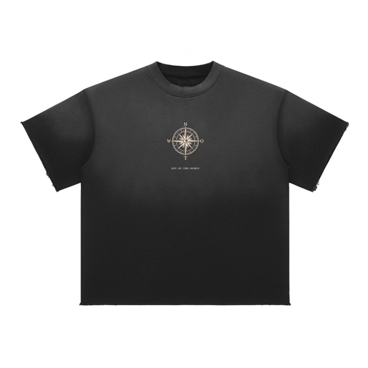 Sun Fade Raw Edge T-Shirt in Black