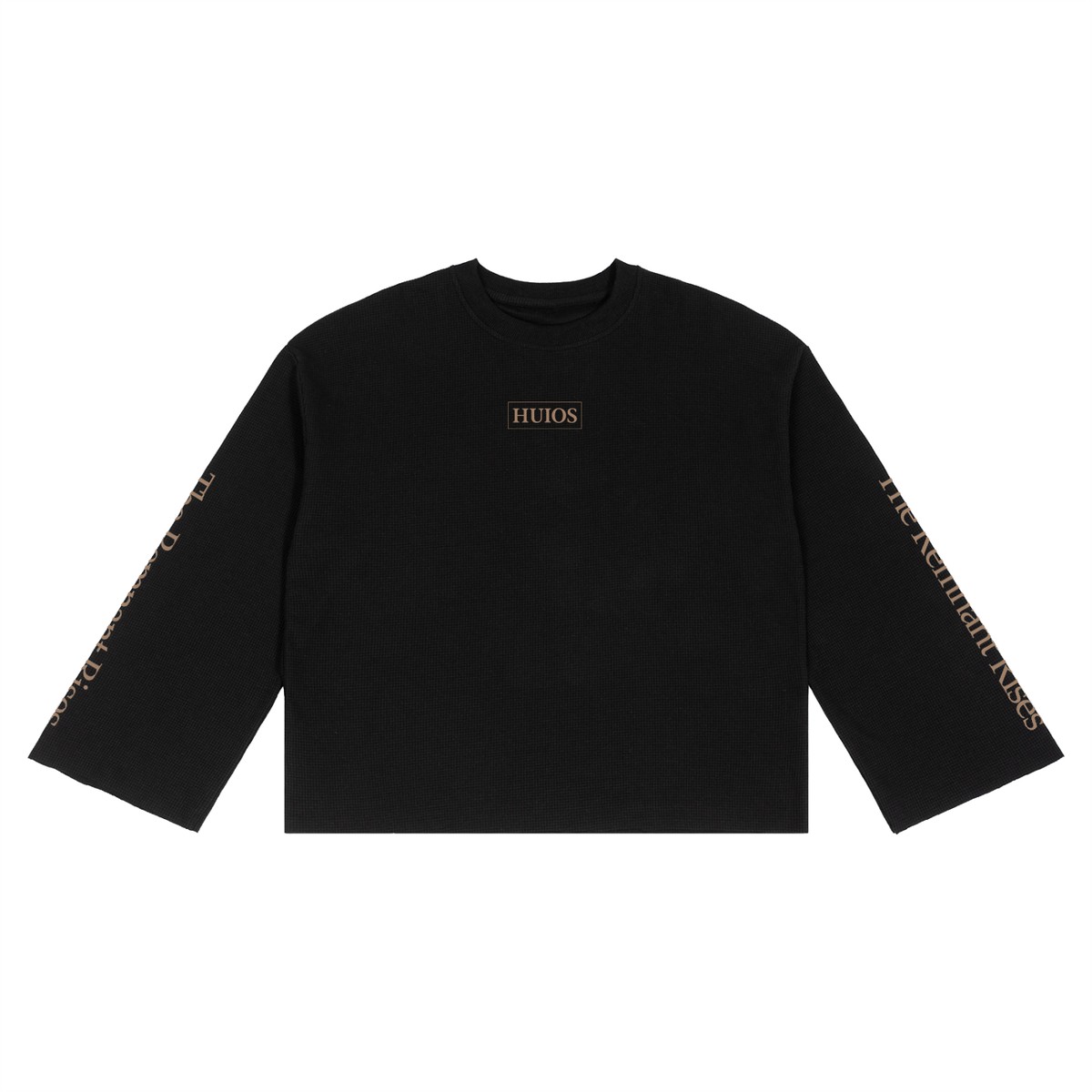 Waffle Raw Edge T-Shirt in Black